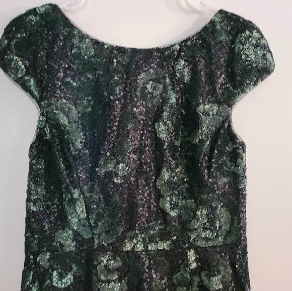 Vera Wang Party Dress Sequined Fully Lined Size 6 Green - Picture 5 of 7